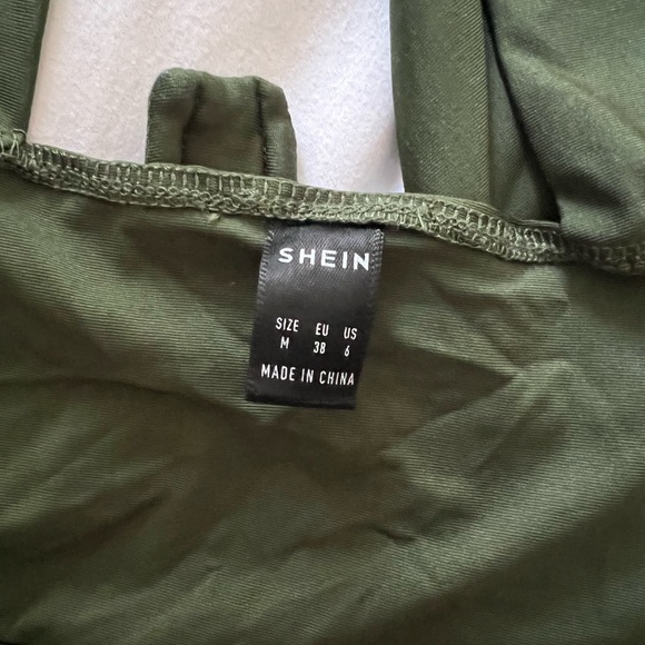 Shein Women Cross Wrap Crop Tank Top in Army Green - Picture 4 of 6